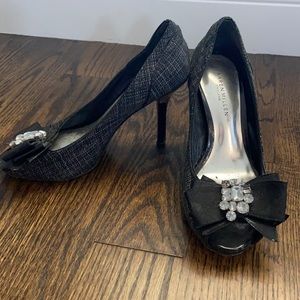 Karen Millen tweed pumps with diamond accent